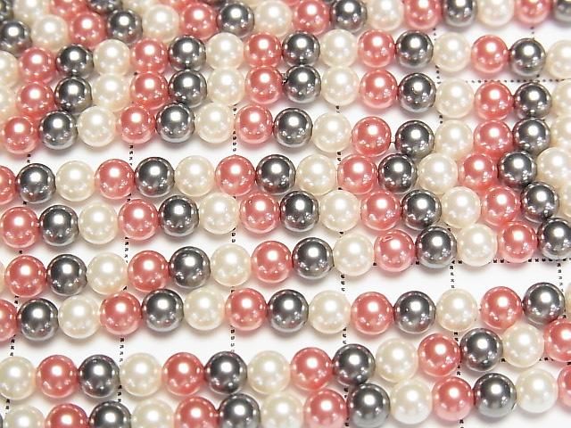 【動画】ガラスパール ラウンド4mm 【レッド×ブラック×ホワイト】 1連(約38cm) サムネイル2