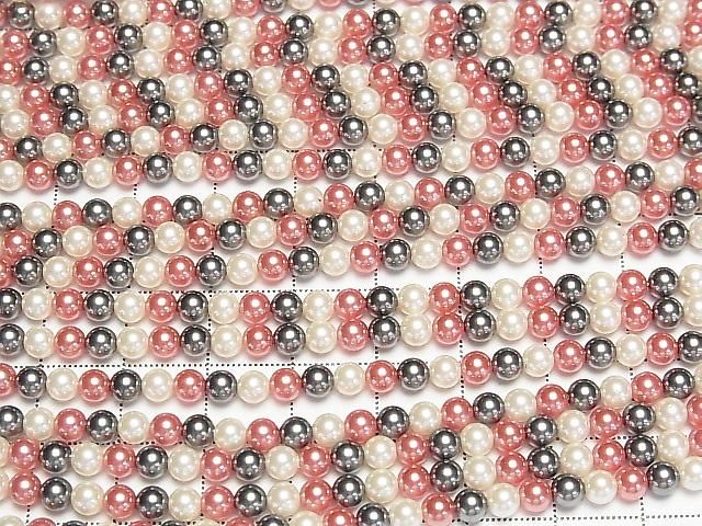 【動画】ガラスパール ラウンド4mm 【レッド×ブラック×ホワイト】 1連(約38cm) サムネイル3