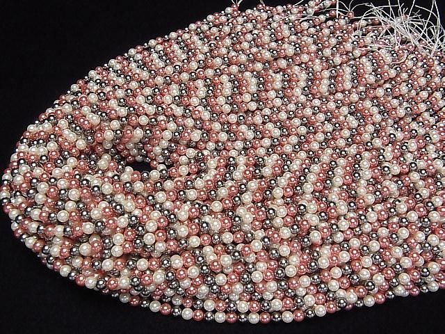 【動画】ガラスパール ラウンド4mm 【レッド×ブラック×ホワイト】 1連(約38cm) サムネイル4