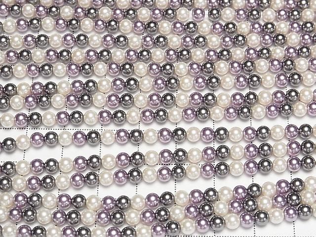 【動画】ガラスパール ラウンド4mm 【パープル×ブラック×ホワイト】 1連(約38cm) サムネイル3