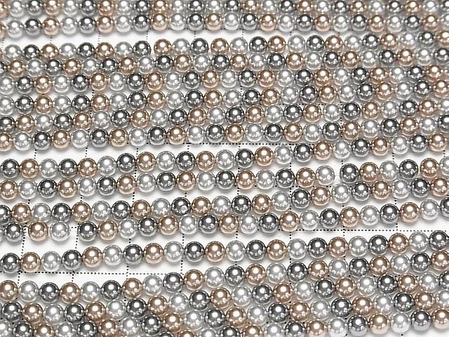 【動画】ガラスパール ラウンド4mm 【ブロンズ×ブラック×シルバー】 1連(約38cm) サムネイル3