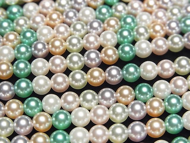 【動画】ガラスパール ラウンド4mm 【ミックスカラー】 1連(約38cm)の画像