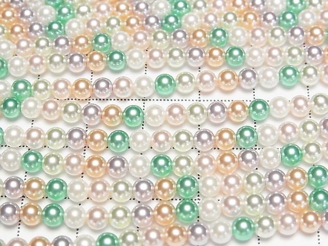 【動画】ガラスパール ラウンド4mm 【ミックスカラー】 1連(約38cm) サムネイル2