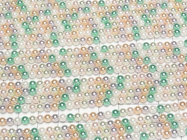 【動画】ガラスパール ラウンド4mm 【ミックスカラー】 1連(約38cm) サムネイル3