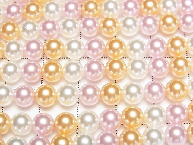 【動画】ガラスパール ラウンド6mm 【ピンク×ゴールド×ホワイト】 1連(約37cm) サムネイル2