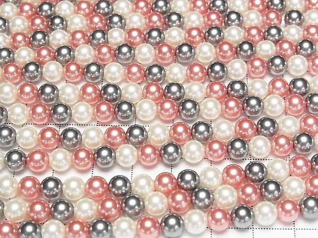 【動画】ガラスパール ラウンド6mm 【レッド×ブラック×ホワイト】 1連(約37cm) サムネイル3
