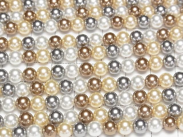【動画】ガラスパール ラウンド6mm 【ブロンズ×ブラック×シルバー】 1連(約38cm) サムネイル3