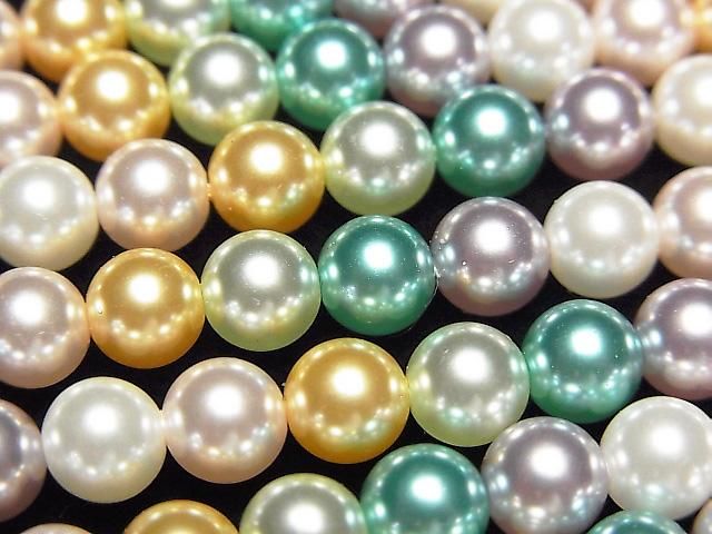 【動画】ガラスパール ラウンド6mm 【ミックスカラー】 1連(約38cm)の画像