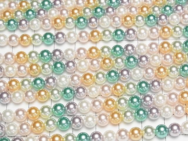 【動画】ガラスパール ラウンド6mm 【ミックスカラー】 1連(約38cm) サムネイル3