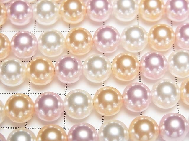 【動画】ガラスパール ラウンド8mm 【ピンク×ゴールド×ホワイト】 1連(約38cm) サムネイル2