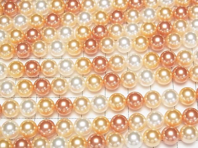 【動画】ガラスパール ラウンド8mm 【オレンジ×ゴールド×ホワイト】 1連(約38cm) サムネイル3