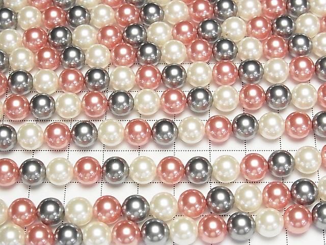 【動画】ガラスパール ラウンド8mm 【レッド×ブラック×ホワイト】 1連(約38cm) サムネイル3