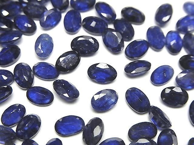 【動画】宝石質ブルーサファイアAAA- ルース オーバルファセットカット6×4mm 5粒の画像