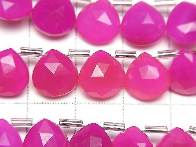 【動画】フューシャピンクカルセドニーAAA- マロン ブリオレットカット10×10mm 半連/1連(18粒) サムネイル2