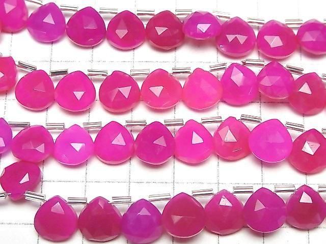 【動画】フューシャピンクカルセドニーAAA- マロン ブリオレットカット10×10mm 半連/1連(18粒) サムネイル3