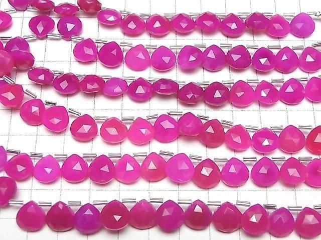 【動画】フューシャピンクカルセドニーAAA- マロン ブリオレットカット10×10mm 半連/1連(18粒) サムネイル4