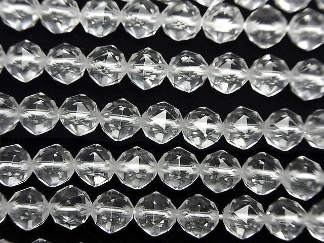 【動画】【素晴らしい輝き】クリスタル(合成水晶)AAA スターラウンドカット6mm 1連(約37cm)の画像