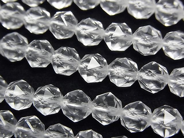【動画】【素晴らしい輝き】クリスタル(合成水晶)AAA スターラウンドカット6mm 1連(約37cm)の画像