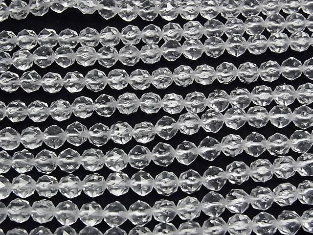 【動画】【素晴らしい輝き】クリスタル(合成水晶)AAA スターラウンドカット6mm 1連(約37cm) サムネイル3