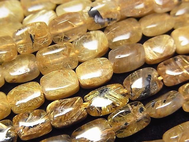 【動画】ルチルクォーツAA++ レクタングル7×5mm 半連/1連(約38cm)の画像