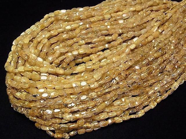 【動画】ルチルクォーツAA++ レクタングル7×5mm 半連/1連(約38cm) サムネイル4
