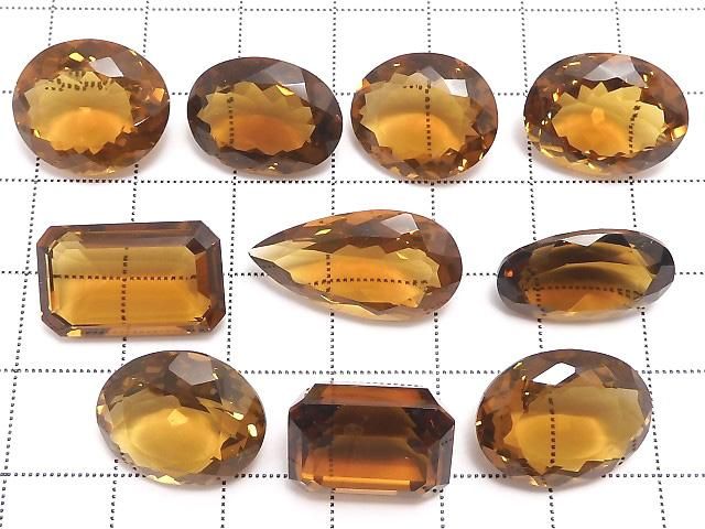 【動画】【1点もの】宝石質ブランデークォーツAAA- ルース ファセットカット 10粒セット NO.2 サムネイル2