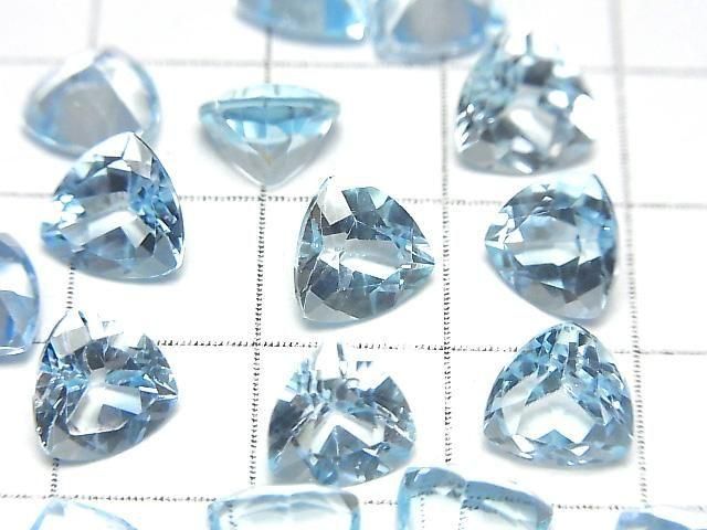 【動画】宝石質スカイブルートパーズAAA ルース トライアングルファセットカット8×8mm 2粒 サムネイル2