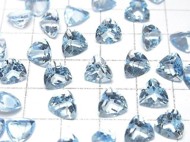 【動画】宝石質スカイブルートパーズAAA ルース トライアングルファセットカット8×8mm 2粒 サムネイル3