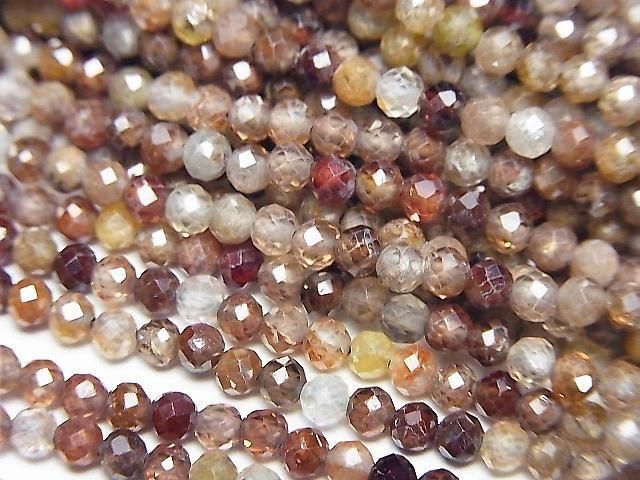 【動画】【素晴らしい輝き】天然ブラウンジルコンAAA- ラウンドカット3mm 1連(約37cm)の画像