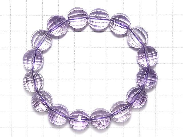 【動画】【1点もの】宝石質ローズアメジストAAA- ミラーラウンドカット12.5mm 1連(ブレス) NO.125 サムネイル2