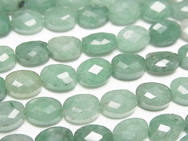【動画】【素晴らしい輝き】グリーンアベンチュリン オーバルカット8×6mm 1連(約35cm)の画像