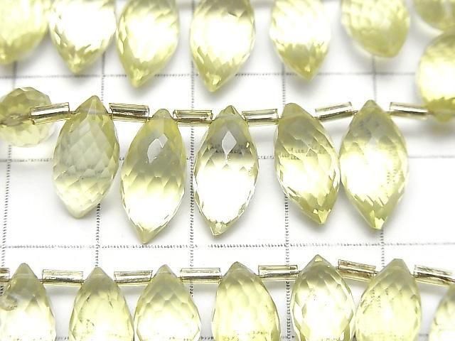 【動画】宝石質レモンクォーツAAA マーキスライス ブリオレットカット 半連/1連(約17cm) サムネイル2