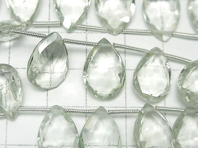 【動画】宝石質グリーンアメジストAAA ペアシェイプ ブリオレットカット 1連(18粒) サムネイル2