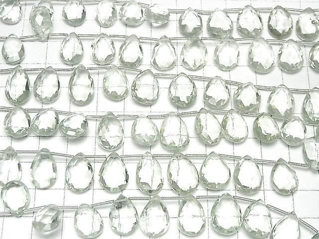 【動画】宝石質グリーンアメジストAAA ペアシェイプ ブリオレットカット 1連(18粒) サムネイル4