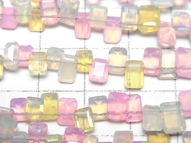 【動画】エチオピア産マルチカラーオパール レクタングルファセットカット 半連/1連(約19cm) サムネイル2