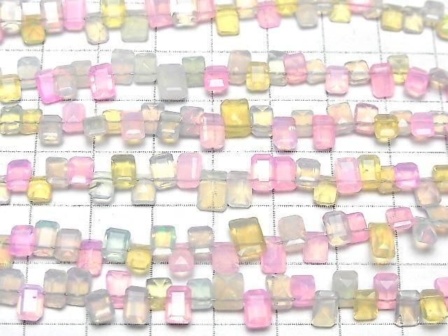 【動画】エチオピア産マルチカラーオパール レクタングルファセットカット 半連/1連(約19cm) サムネイル3