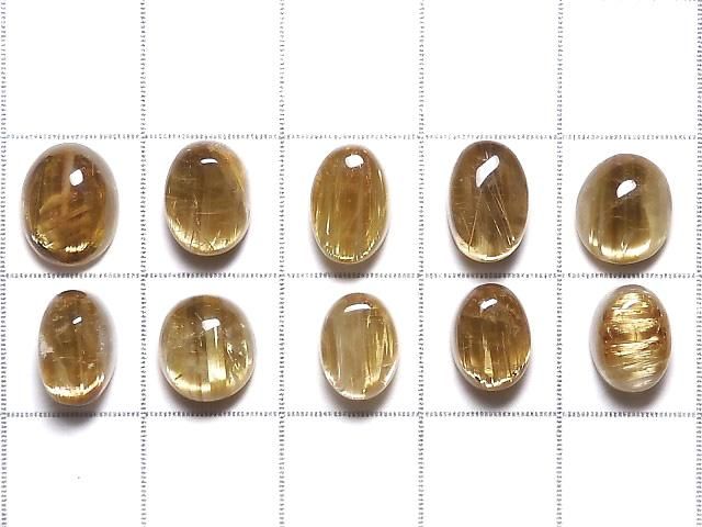 【動画】【1点もの】宝石質ルチルクォーツAAA カボション 10個セット NO.203 サムネイル2