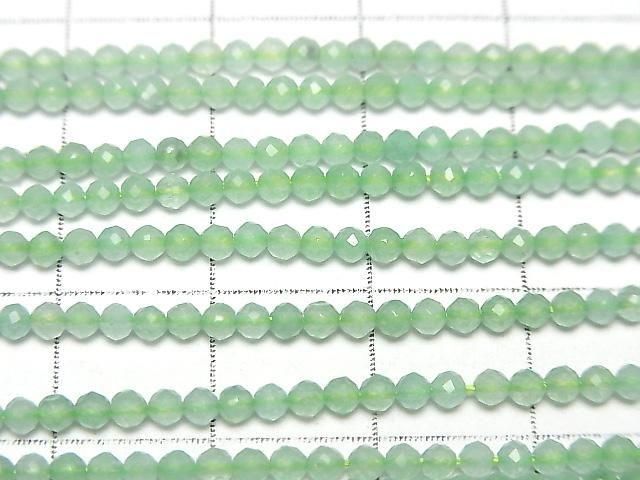 【素晴らしい輝き】グリーンカラーキャッツアイ 極小ラウンドカット2mm 1連(約36cm) サムネイル2