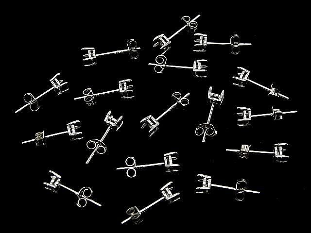 Silver925 4本爪ピアスポスト空枠&キャッチ ラウンドファセットカット用 【3mm】 ロジウム 1ペア(2ピース) サムネイル4