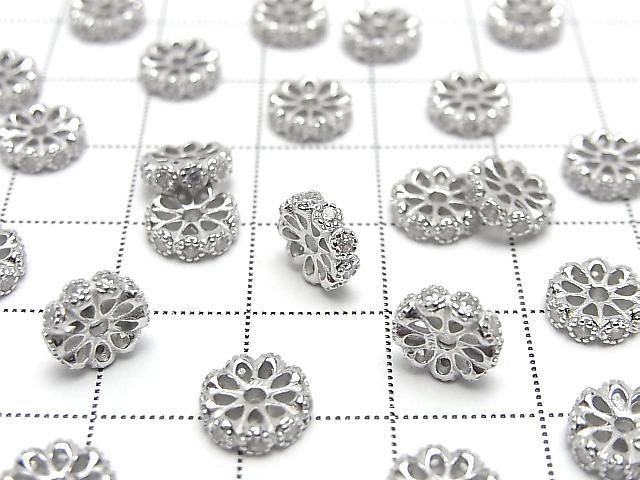 Silver925 ロンデル 6mm・8mm(CZ付) ロジウム 2個 サムネイル3