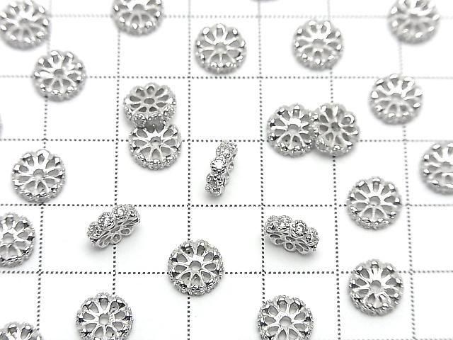 Silver925 ロンデル 6mm・8mm(CZ付) ロジウム 2個 サムネイル4