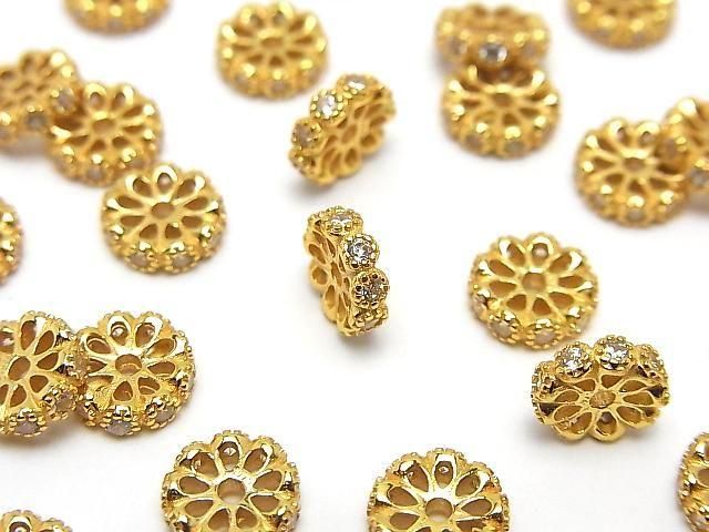 Silver925 ロンデル 6mm・8mm(CZ付) 18KGP 2個の画像