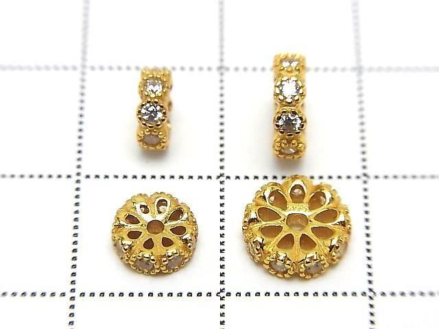 Silver925 ロンデル 6mm・8mm(CZ付) 18KGP 2個 サムネイル2