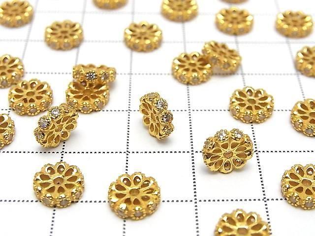 Silver925 ロンデル 6mm・8mm(CZ付) 18KGP 2個 サムネイル3