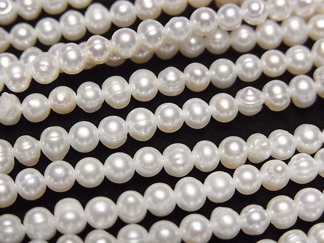 【動画】淡水真珠AA ポテト3.5mm ホワイト 1連(約36cm)の画像