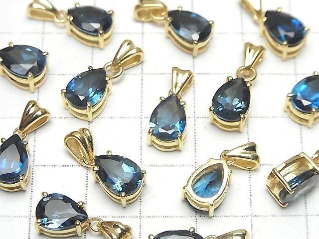 【動画】宝石質ロンドンブルートパーズAAA ペアシェイプ ファセットカット10×7mm ペンダントトップ 18KGP製 1個 サムネイル3