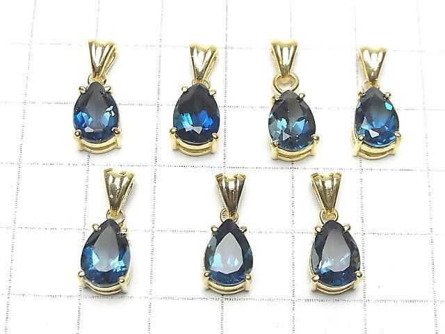 【動画】宝石質ロンドンブルートパーズAAA ペアシェイプ ファセットカット10×7mm ペンダントトップ 18KGP製 1個 サムネイル4