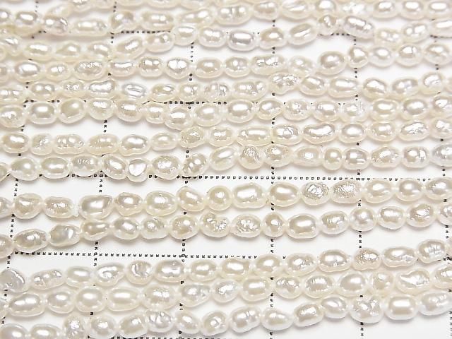 【動画】淡水真珠AA ホワイト ライス~バロック3.5×2.5×2.5mm パールコーティング 1連(約38cm) サムネイル2