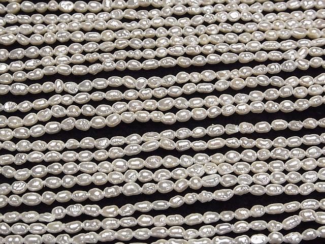 【動画】淡水真珠AA ホワイト ライス~バロック3.5×2.5×2.5mm パールコーティング 1連(約38cm) サムネイル3