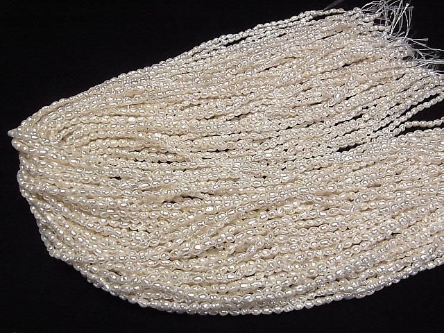 【動画】淡水真珠AA ホワイト ライス~バロック3.5×2.5×2.5mm パールコーティング 1連(約38cm) サムネイル4